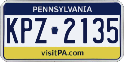 PA license plate KPZ2135