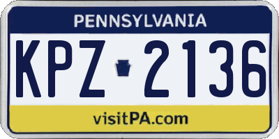 PA license plate KPZ2136