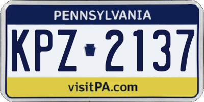 PA license plate KPZ2137