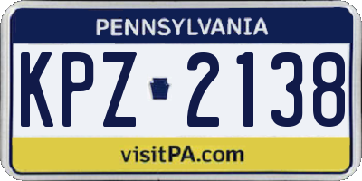 PA license plate KPZ2138
