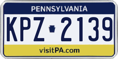 PA license plate KPZ2139