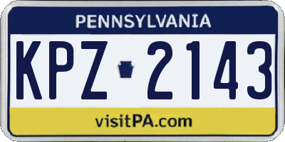 PA license plate KPZ2143
