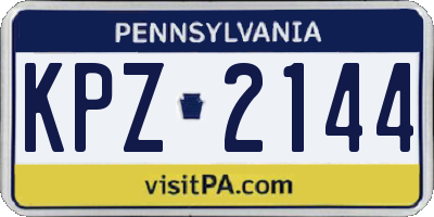 PA license plate KPZ2144