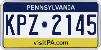 PA license plate KPZ2145