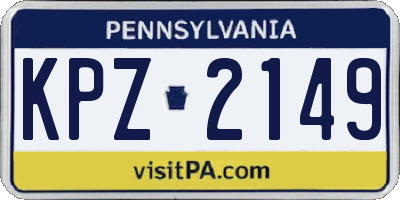 PA license plate KPZ2149