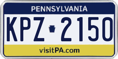 PA license plate KPZ2150