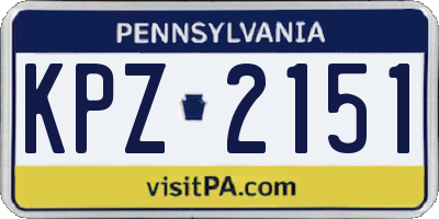 PA license plate KPZ2151