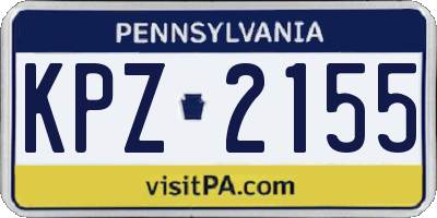 PA license plate KPZ2155