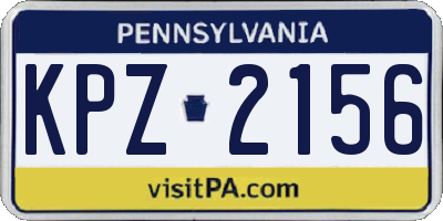 PA license plate KPZ2156