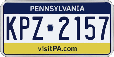 PA license plate KPZ2157