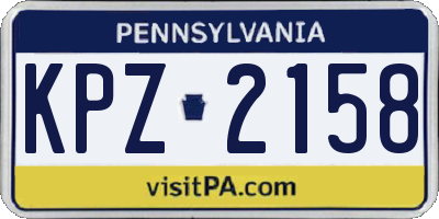 PA license plate KPZ2158