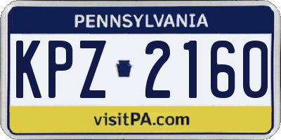 PA license plate KPZ2160