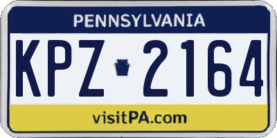 PA license plate KPZ2164