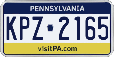 PA license plate KPZ2165