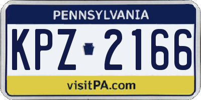 PA license plate KPZ2166