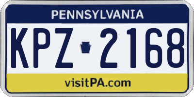 PA license plate KPZ2168