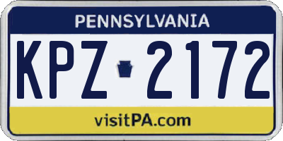 PA license plate KPZ2172