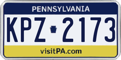 PA license plate KPZ2173