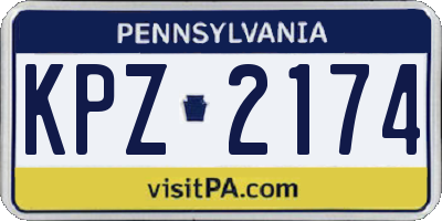 PA license plate KPZ2174