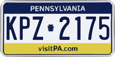 PA license plate KPZ2175