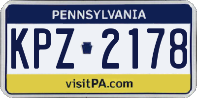 PA license plate KPZ2178