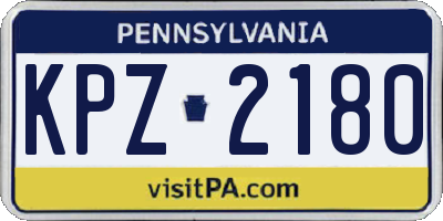 PA license plate KPZ2180