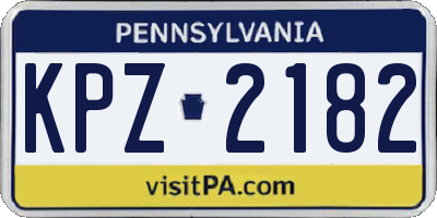 PA license plate KPZ2182
