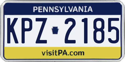 PA license plate KPZ2185