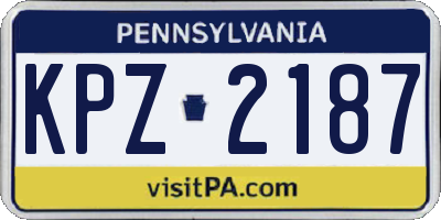PA license plate KPZ2187