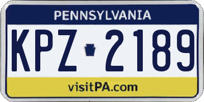 PA license plate KPZ2189