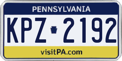 PA license plate KPZ2192