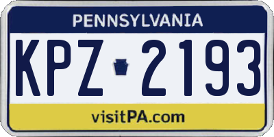 PA license plate KPZ2193