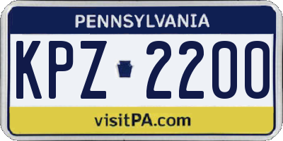 PA license plate KPZ2200