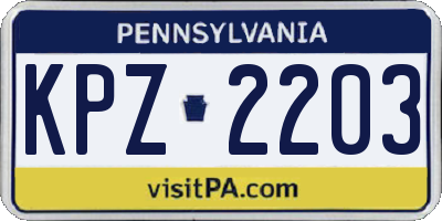 PA license plate KPZ2203
