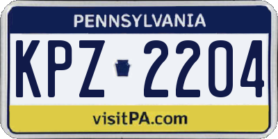 PA license plate KPZ2204