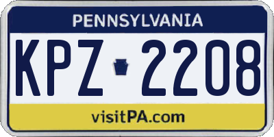 PA license plate KPZ2208