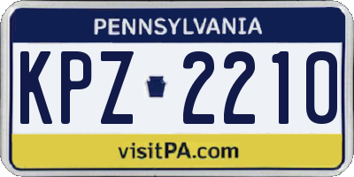 PA license plate KPZ2210
