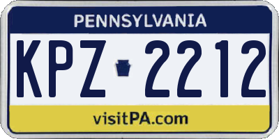 PA license plate KPZ2212