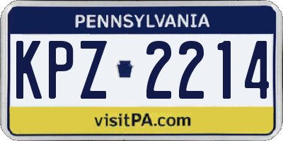 PA license plate KPZ2214