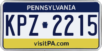 PA license plate KPZ2215