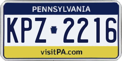PA license plate KPZ2216