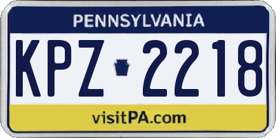 PA license plate KPZ2218