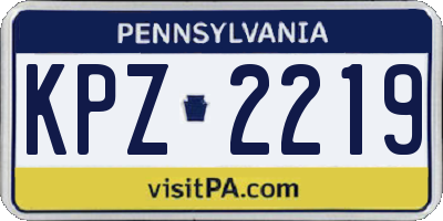 PA license plate KPZ2219