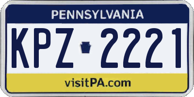 PA license plate KPZ2221