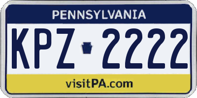 PA license plate KPZ2222