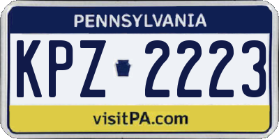 PA license plate KPZ2223