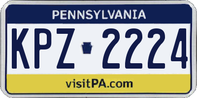PA license plate KPZ2224