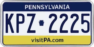 PA license plate KPZ2225