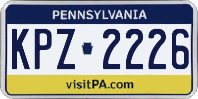 PA license plate KPZ2226