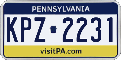 PA license plate KPZ2231